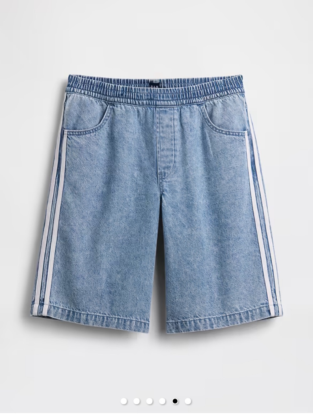 Gap 11” Mid Rise Ultrasoft Easy Stripe Longline Denim Shorts Jean Jorts